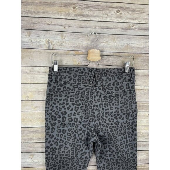 GOOD AMERICAN Size 10 Good Legs Gray Leopard Print High Rise Skinny Jeans Read - Picture 6 of 11